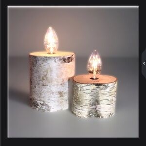 #2 Handmade wood tree stump mini cambrela lamp night light dimmable